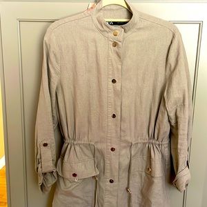 Zara Drawstring Waist Button Front Overshirt